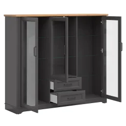 Vaisselier bas 3 portes 2 tiroirs Charlie Gris Anthracite