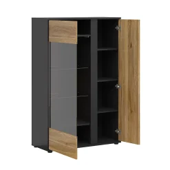 Vaisselier bas 2 portes Pia Noir et Bois