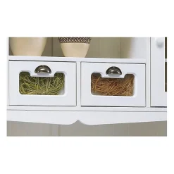 Vaisselier Blanc 5 Portes 5 Tiroirs 11 Niches Style Anglais L 146.6 H 186 P 42.5 cm - L 146.6 x l 42.5 x H 186 cm