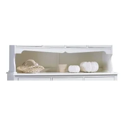 Vaisselier Blanc 5 Portes 5 Tiroirs 11 Niches Style Anglais L 146.6 H 186 P 42.5 cm - L 146.6 x l 42.5 x H 186 cm