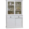 Vaisselier Blanc 4 Portes Coulissantes 2 Tiroirs 5 Niches L 121 H 198.8 P 42.3 cm - L 121 x l 42.3 x H 198.8 cm