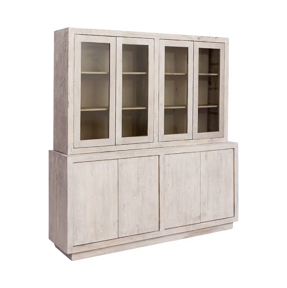 Vaisselier en bois de manguier blanchi Alison