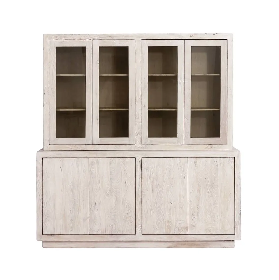 Vaisselier en bois de manguier blanchi Alison