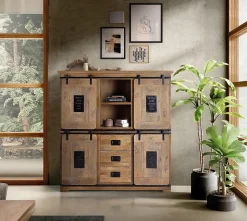Vaisselier en bois manguier et métal