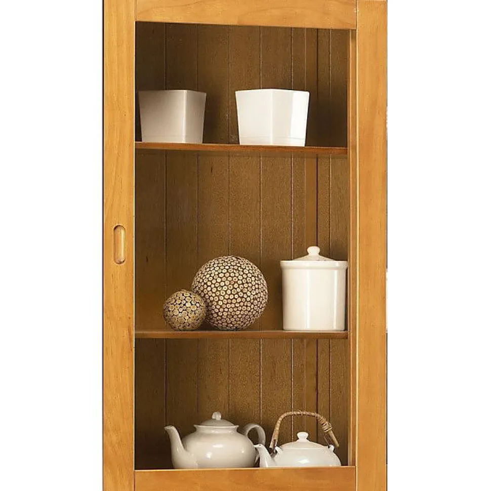 Vaisselier Pin Miel 4 Portes Coulissantes 2 Tiroirs L 121 H 198.8 P 42.3 cm - L 121 x l 42.3 x H 198.8 cm