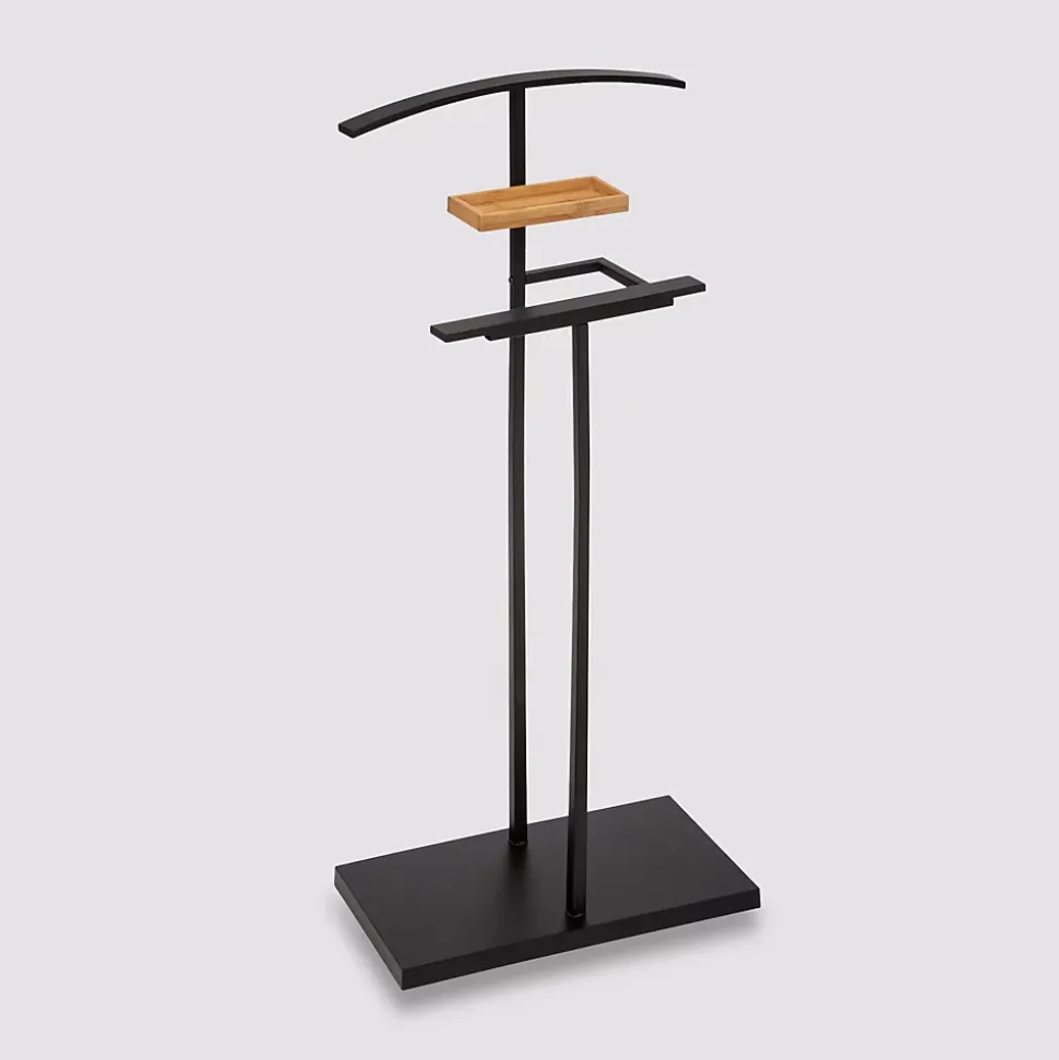 Valet avec vide poche 5Five H. 114,3 cm métal noir et bambou