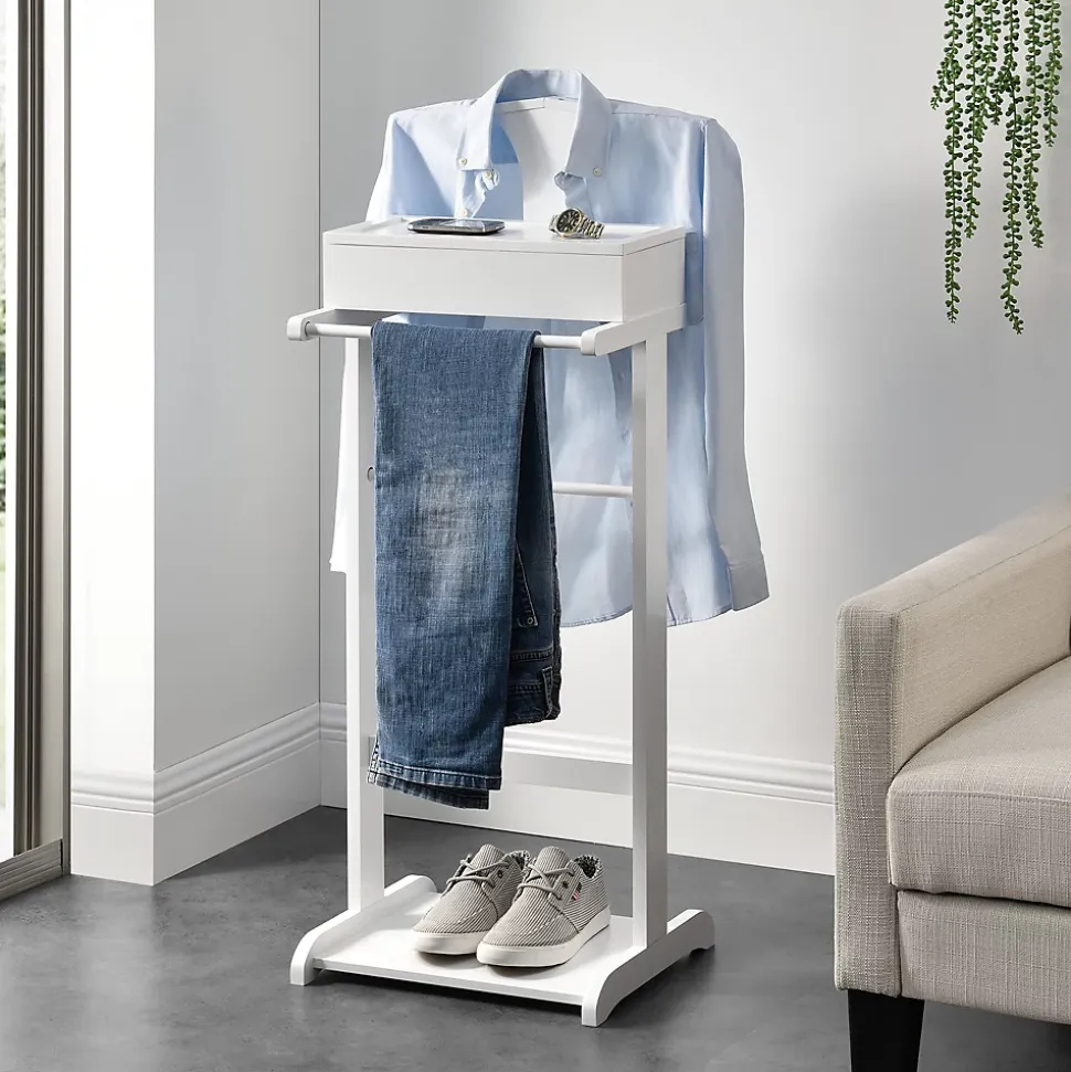 Valet de chambre Lulboll avec boîte ouvrable bois de pin blanc en.casa