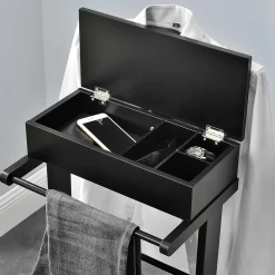 Valet de chambre Lulboll avec boîte ouvrable bois de pin noir en.casa