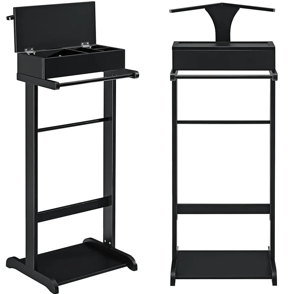 Valet de chambre Lulboll avec boîte ouvrable bois de pin noir en.casa