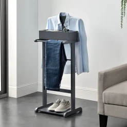 Valet de chambre Lulboll avec boîte ouvrable bois de pin gris en.casa