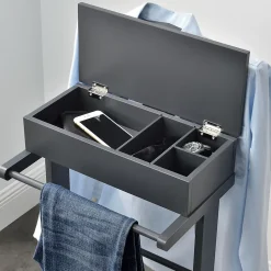 Valet de chambre Lulboll avec boîte ouvrable bois de pin gris en.casa