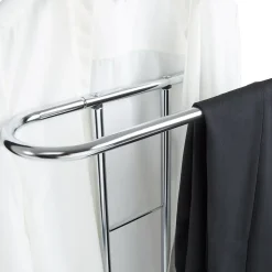 Valet de chambre valet de nuit CAMILO chevalet de nuit avec cintre pour veste et portant pour pantalons, en métal chromé