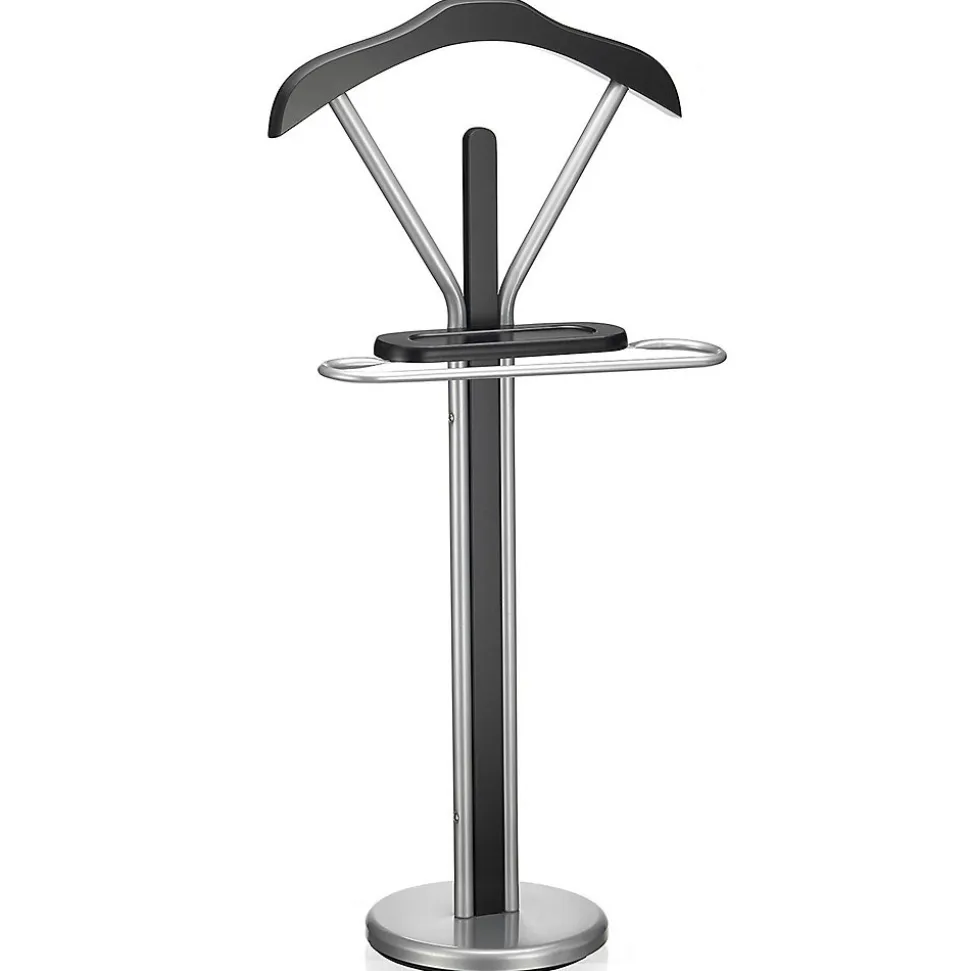 Valet FABIO, en métal laqué et MDF décor noir mat