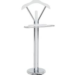 Valet GREGOR, en métal chromé et MDF décor blanc mat
