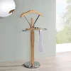 Valet GREGOR, en métal chromé et MDF couleur hêtre