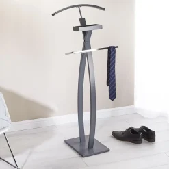 Valet ROBIN, en bois laqué gris
