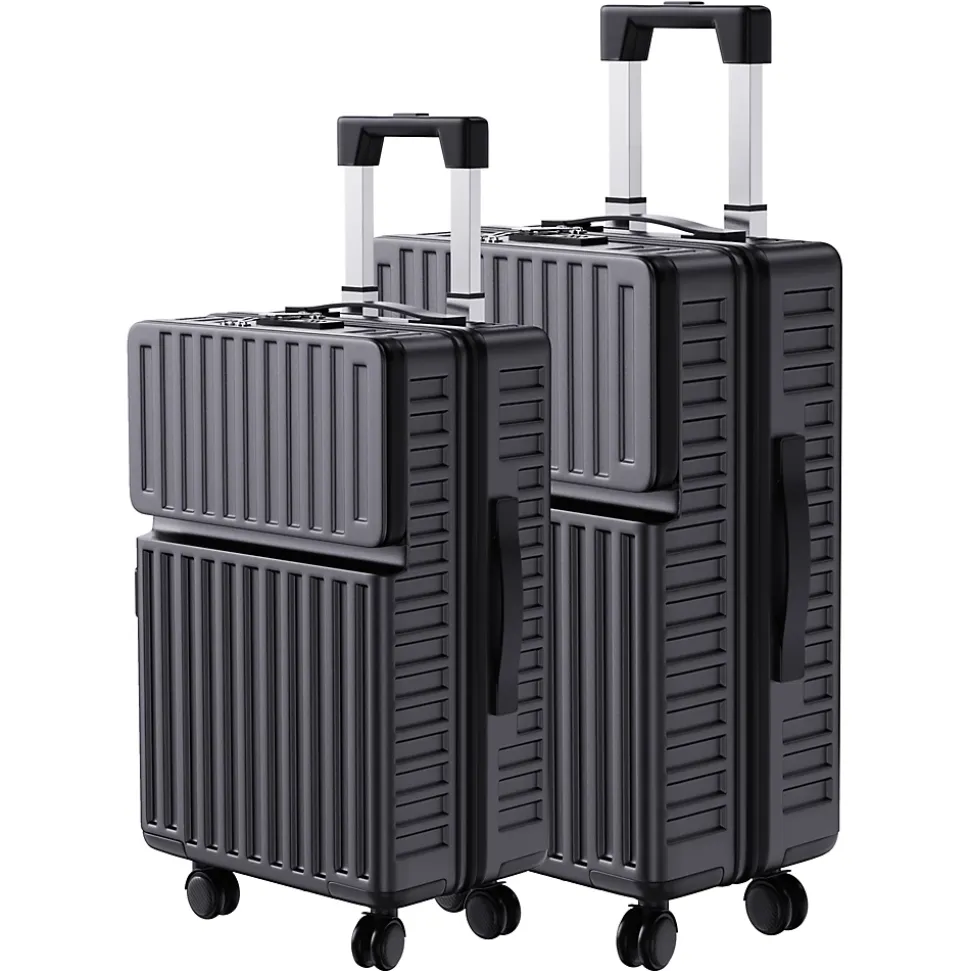 Valise 2 Pièces, Coque Rigide En Abs, Serrure à Combinaison Tsa Et Poignée Télescopique, Noire