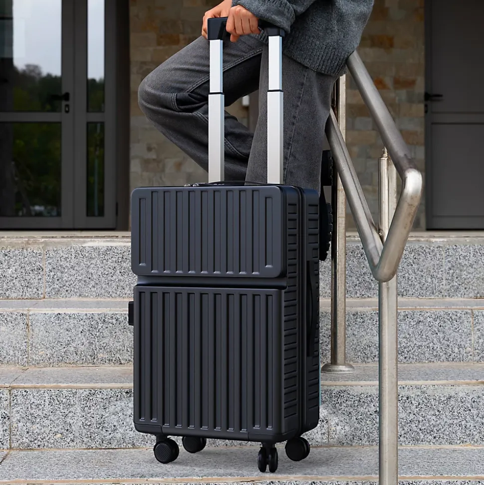 Valise 2 Pièces, Coque Rigide En Abs, Serrure à Combinaison Tsa Et Poignée Télescopique, Noire