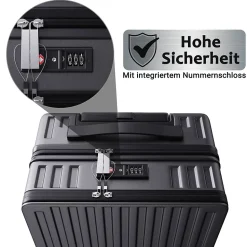 Valise 2 Pièces, Coque Rigide En Abs, Serrure à Combinaison Tsa Et Poignée Télescopique, Noire