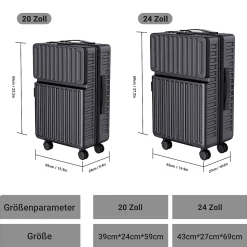 Valise 2 Pièces, Coque Rigide En Abs, Serrure à Combinaison Tsa Et Poignée Télescopique, Noire