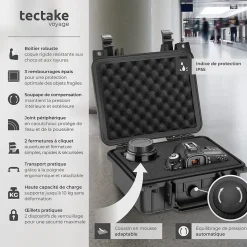 Valise Etanche pour Appareil Photo en coque dure robuste légère noir