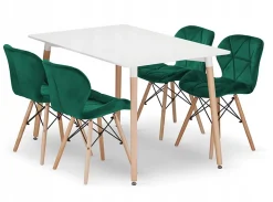 Valora YURO Ensemble de table moderne avec pieds en hêtre MDF blanc pour salle à manger x4