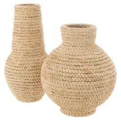 Vase en rotin tressé rond (44x44x52 cm - Naturel)