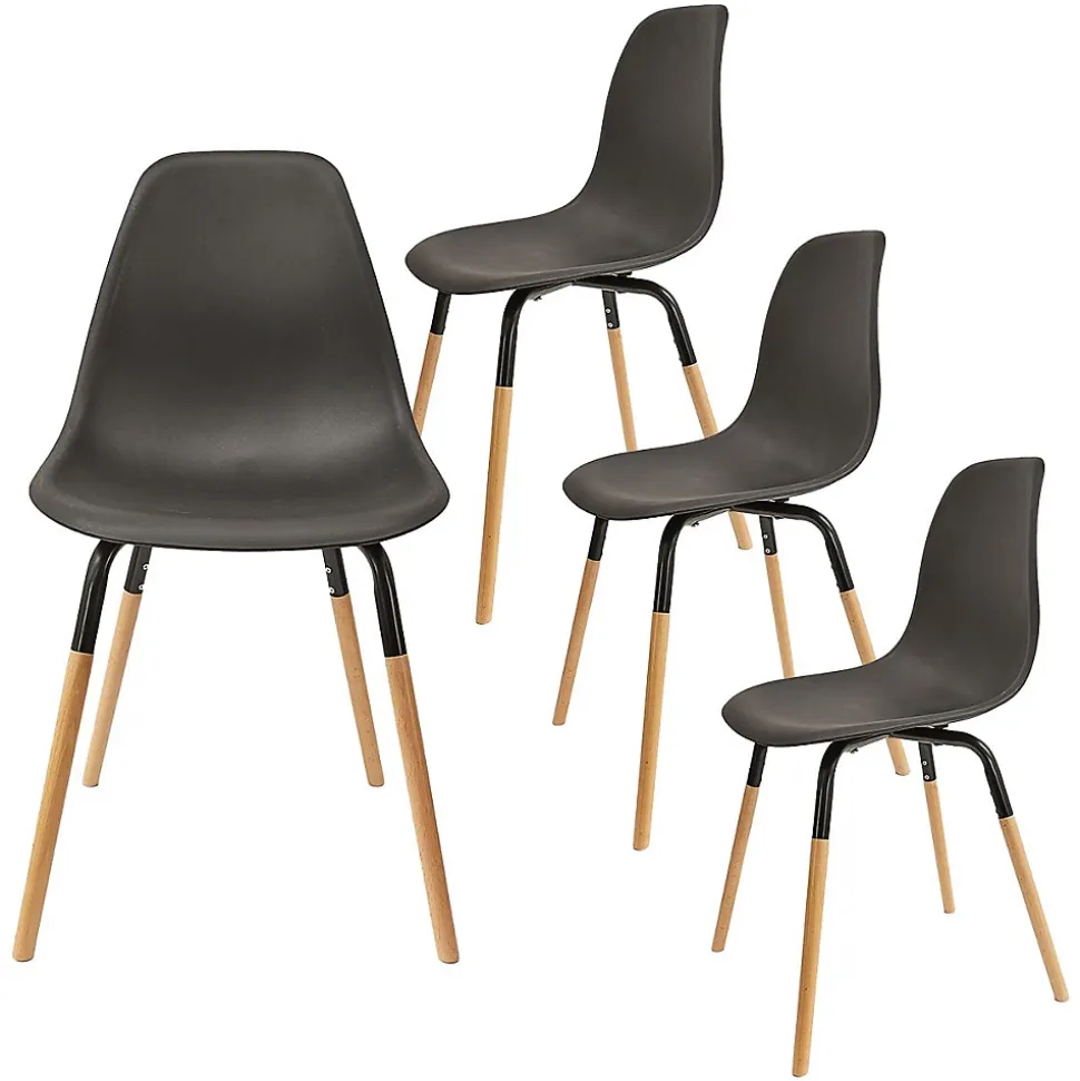 VERANA - Ensemble Table en Verre + 4 Chaises PP Noir