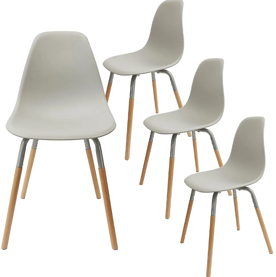 VERANA - Ensemble Table en Verre + 4 Chaises PP Gris