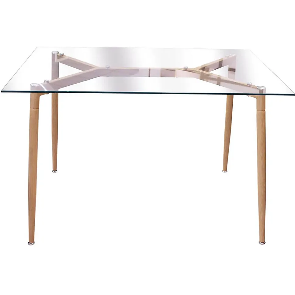 VERANA - Ensemble Table en Verre + 4 Chaises PP Jaune