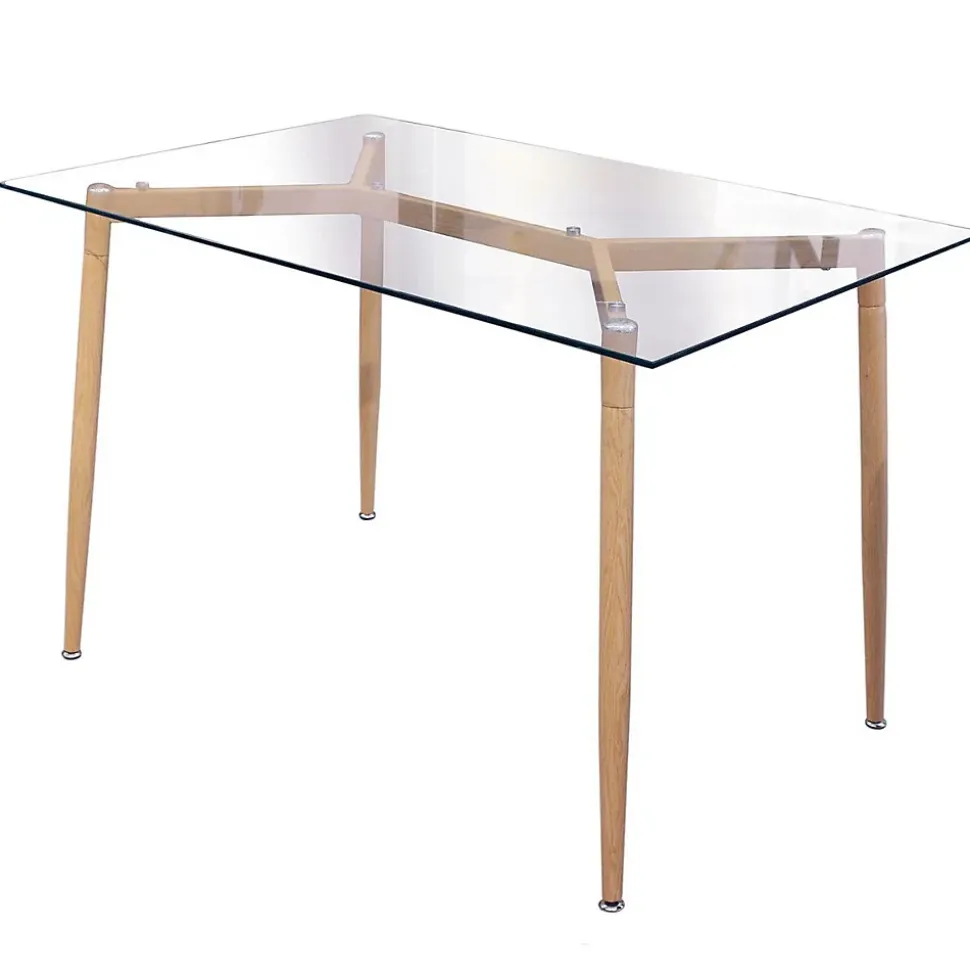 VERANA - Ensemble Table en Verre + 4 Chaises PP Blanc