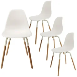 VERANA - Ensemble Table en Verre + 4 Chaises PP Blanc