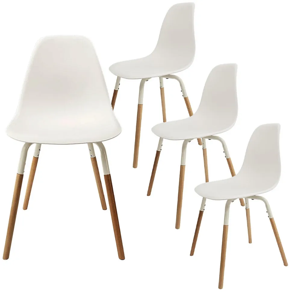 VERANA - Ensemble Table en Verre + 4 Chaises PP Blanc