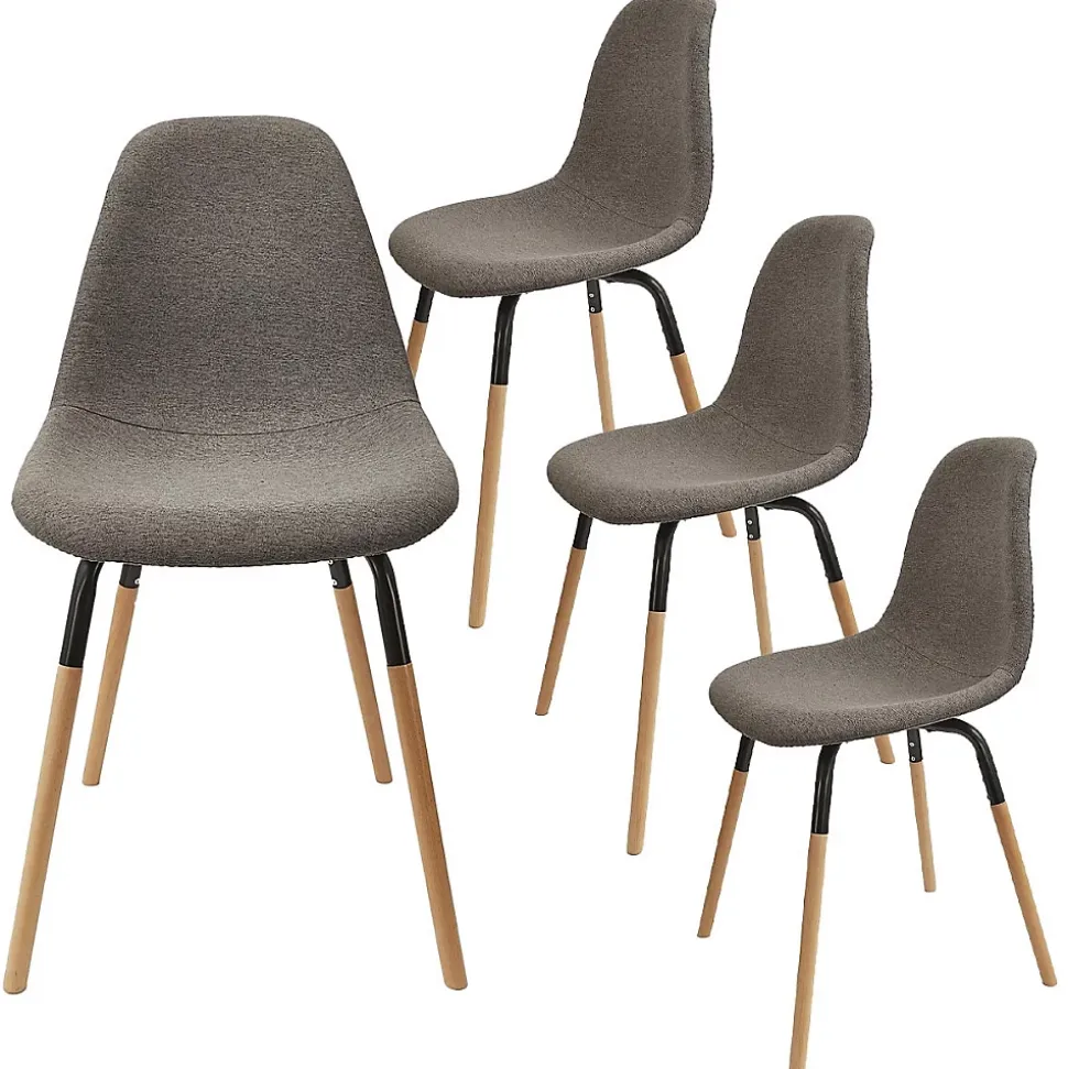 VERANA - Pack Table en Verre + 4 Chaises Gris Chiné Foncé