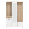 Vestiaire avec 3 portes, 1 tiroir et 1 miroir - Naturel et blanc - CAMOLA