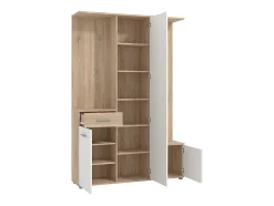 Vestiaire avec 3 portes, 1 tiroir et 1 miroir - Naturel et blanc - CAMOLA