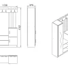 Vestiaire avec 3 portes et 1 miroir - Blanc et naturel - MIROTA