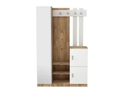 Vestiaire avec 3 portes et 1 miroir - Blanc et naturel - MIROTA