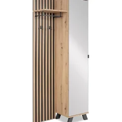 Vestiaire avec miroir - MEDAN 42A - Anthracite / Chene artisan - 80 x 190 x 37 cm