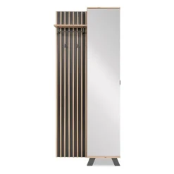 Vestiaire avec miroir - MEDAN 42A - Anthracite / Chene artisan - 80 x 190 x 37 cm