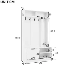 Vestiaire De Rangement - 6 Cintres, 1 Porte, 4 Casiers - Blanc,Mettre dans vestiaires