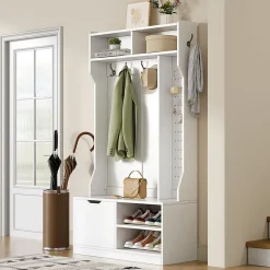 Vestiaire De Rangement - 6 Cintres, 1 Porte, 4 Casiers - Blanc,Mettre dans vestiaires