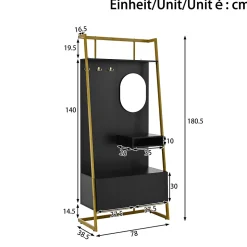 Vestiaire De Rangement - Miroir, Banc, Porte-chaussures - Mettre dans vestiaires,noir