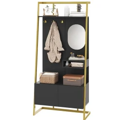 Vestiaire De Rangement - Miroir, Banc, Porte-chaussures - Mettre dans vestiaires,noir