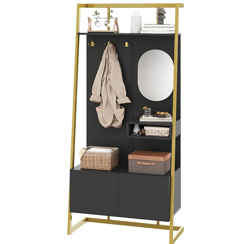 Vestiaire De Rangement - Miroir, Banc, Porte-chaussures - Mettre dans vestiaires,noir