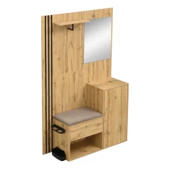 Vestiaire De Rangement Avec Miroir Et Moulures Noires ,Mettre dans vestiaires, 115x185x37 Cm,bois