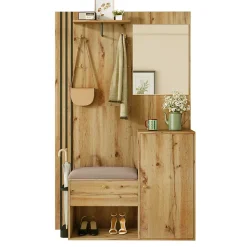 Vestiaire De Rangement Avec Miroir Et Moulures Noires ,Mettre dans vestiaires, 115x185x37 Cm,bois