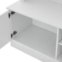 Vestiaire d'entrée - Banc et Portemanteau avec Étagères Réglables et Meuble à Chaussures, Blanc, 120x40x190 cm