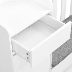 Vestiaire d'Entrée - Banc Rembourré, 4 Crochets Et Rangement Chaussures, Panneau Mural, Design Moderne, Blanc, H180/B100/T35 cm