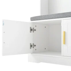 Vestiaire d'Entrée - Meuble d'Entrée avec Banc Assise et Patères, Rangement Pratique, Bois MDF Blanc 120x40x191 cm